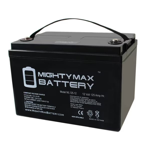 12V 125AH SLA Battery for Smart Chargers, Wind Turbine and Inverters, Mighty Max Battery, Mfr#: ML125-1220